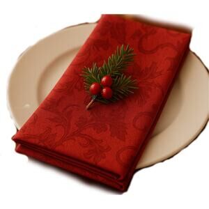 Town & Country Living Red Damask Cloth Napkins Set of 4 – Holiday Dinner Table